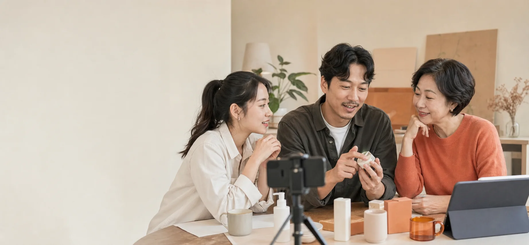 서로 다른 세대의 크리에이터가 콘텐츠를 함께 기획하는 모습